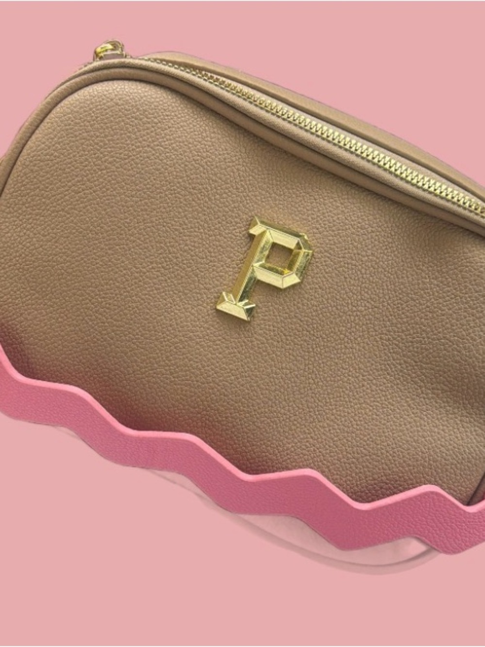 P (Parchita Bag) Taupe and Pink Leather Crossbody Bag- Not Original